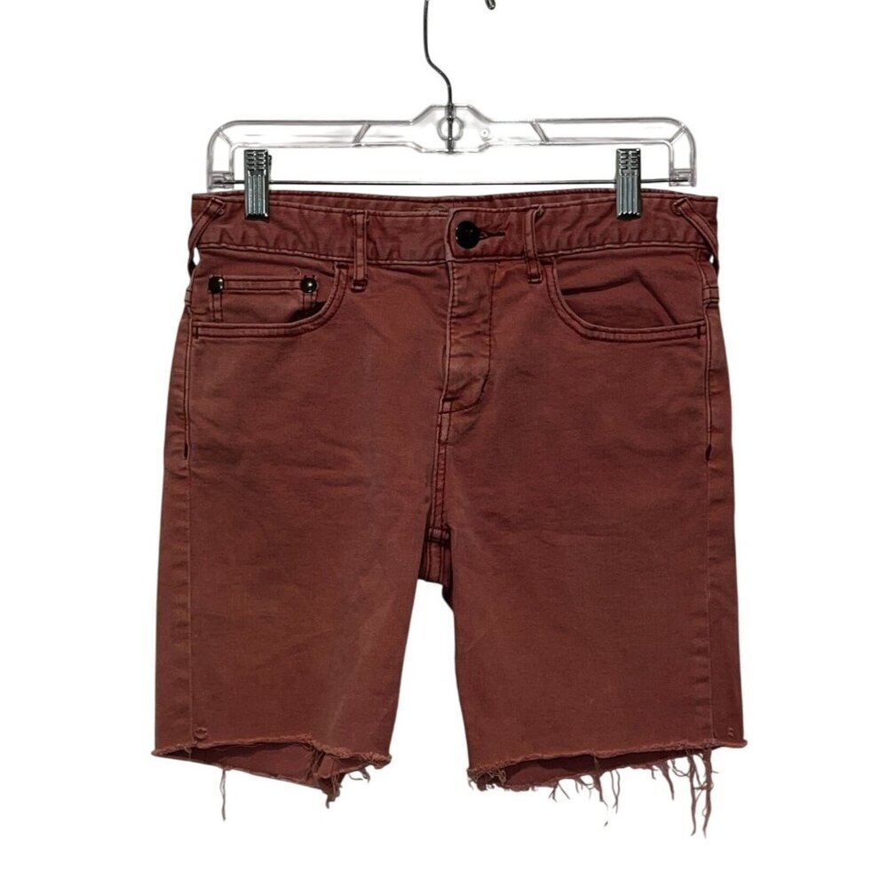 Free People Red Distressed Rust Denim Cut off 5 Pockets Women's Shorts Size 28